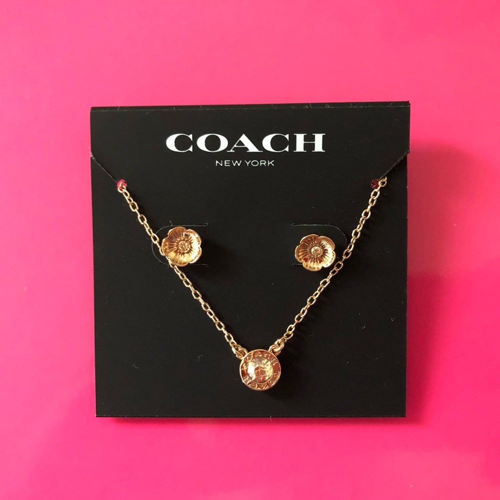 Coach Rose Gold Earrings and Necklace